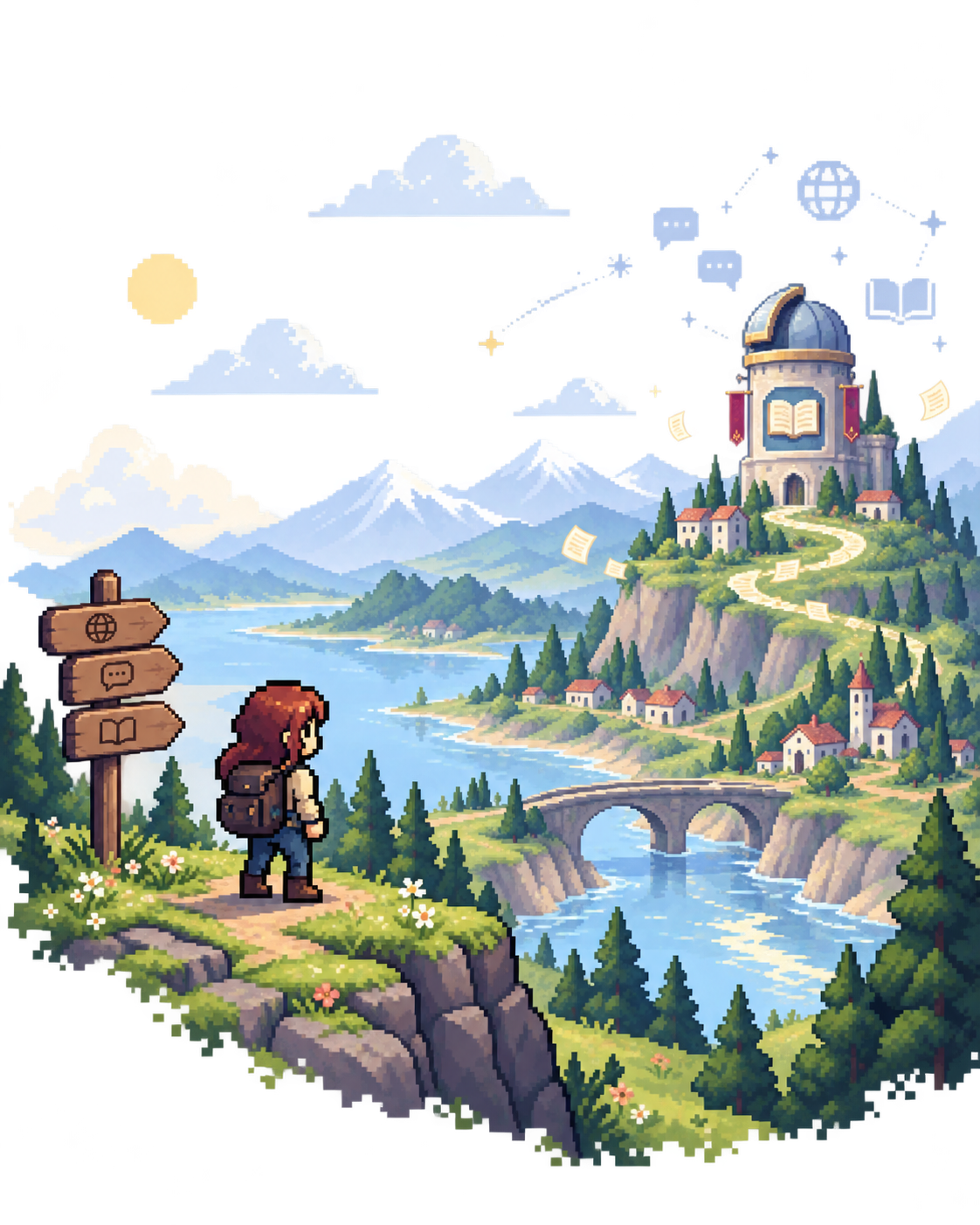 Pixel-art localization observatory landscape
